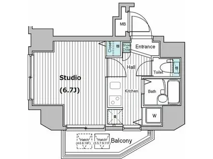 ガラ・シティ笹塚駅前(1K/6階)の間取り写真
