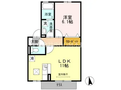 SOHOS吉尾A棟(1LDK/2階)の間取り写真