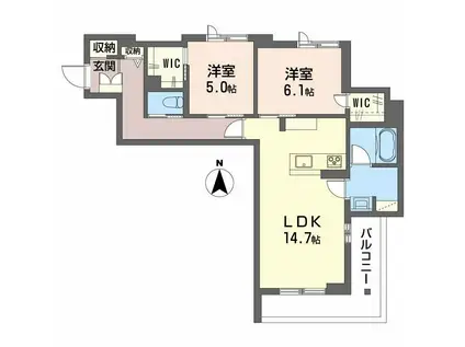 リヴィエール富沢(2LDK/4階)の間取り写真