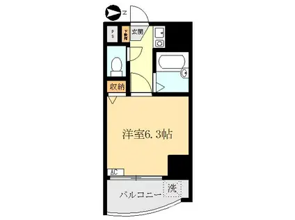 ラトゥール川口(1K/4階)の間取り写真