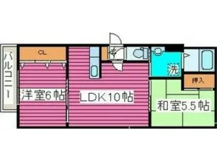 コーラル15(2LDK/3階)の間取り写真