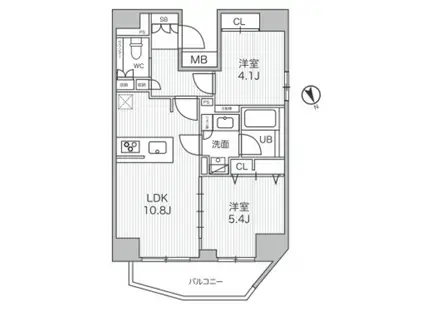 シーフォルム江戸川橋(2LDK/11階)の間取り写真