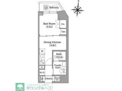 コンフォリア・リヴ木場イーストI(1DK/4階)の間取り写真