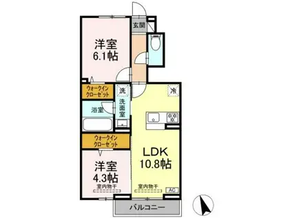 ラルブルボヌ―ル(2LDK/1階)の間取り写真