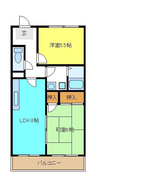 パルハイツA(2LDK/2階)の間取り写真