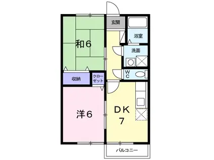 サンライズB(2DK/2階)の間取り写真