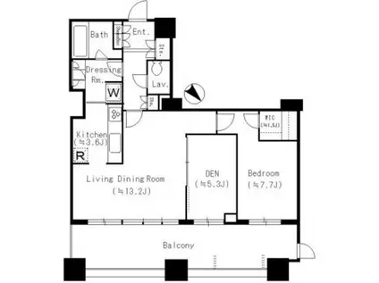 芝浦アイランド ケープタワー(1SLDK/41階)の間取り写真