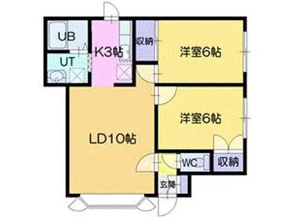 ルミエールMIURA(2LDK/2階)の間取り写真