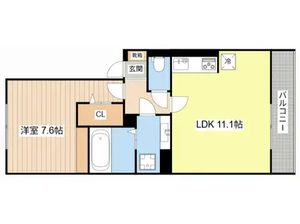 アイル東近江(1LDK/1階)の間取り写真