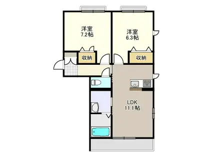 グランドフォレスト(2LDK/2階)の間取り写真