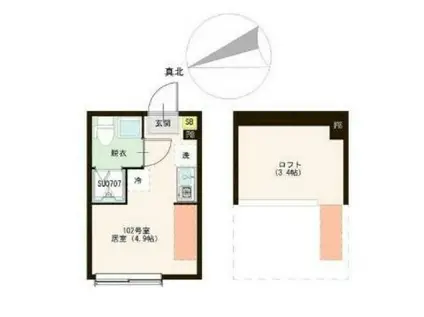 URBAN TERRACE ときわ台(ワンルーム/1階)の間取り写真