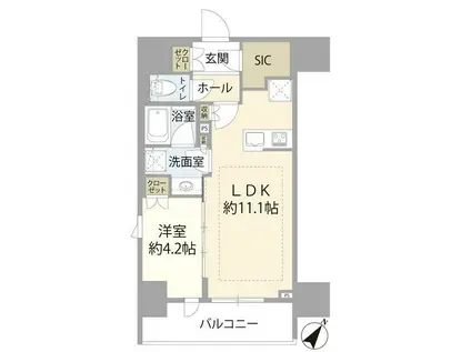 サンウッド東日本橋フラッツ(1LDK/7階)の間取り写真