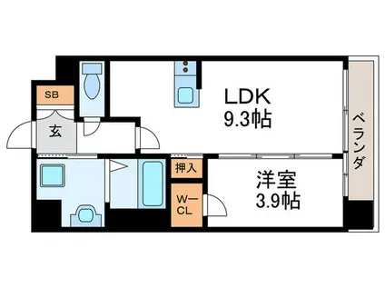 ゼフィランサス西大路(1LDK/6階)の間取り写真