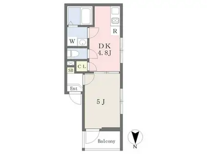 MELDIA大蓮II(1DK/2階)の間取り写真