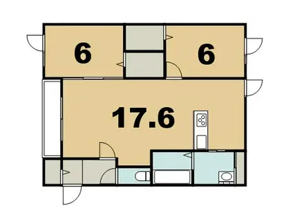 TIP千歳(2LDK/3階)の間取り写真