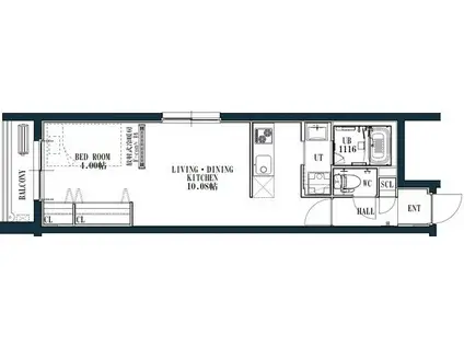 QUADOR大濠(1LDK/2階)の間取り写真