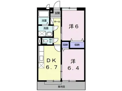 タウニィー21 I(2DK/1階)の間取り写真