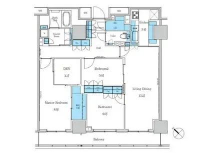 パークアクシス滝野川ラ ブリーズ(3LDK/12階)の間取り写真