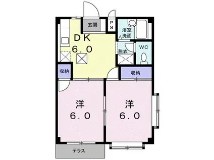 アメニティー(2DK/1階)の間取り写真