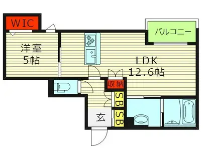 内代レジデンスサウス(1LDK/1階)の間取り写真