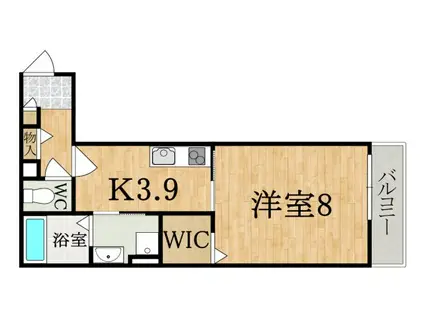 クレアール学園中(1K/3階)の間取り写真