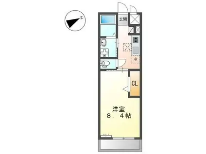 ファルコ土山(1K/2階)の間取り写真