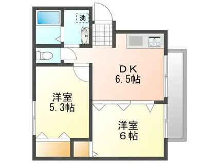 サンセール下中野(2DK/2階)の間取り写真