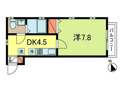 ＪＲ中央線 阿佐ケ谷駅 徒歩8分 2階建 築19年(1K/2階)の間取り写真