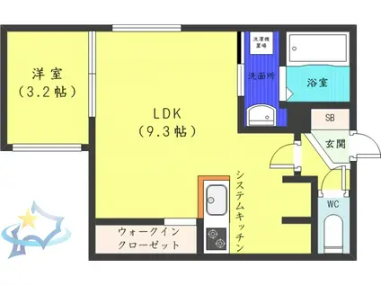 AQUA BLUE(1LDK/2階)の間取り写真