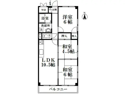 ラ・フォーレ綾羽(3LDK/3階)の間取り写真
