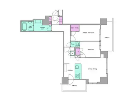 レジディアタワー目黒不動前(2LDK/8階)の間取り写真