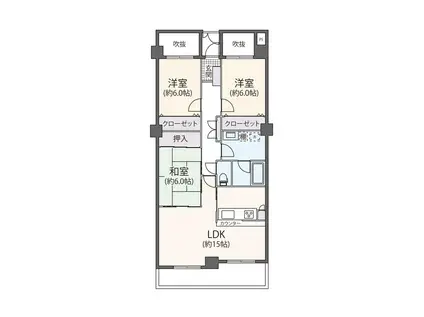 コートハウス千歳船橋(3LDK/8階)の間取り写真