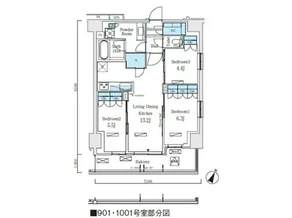 ロイヤルパークス赤羽ノース(3LDK/9階)の間取り写真