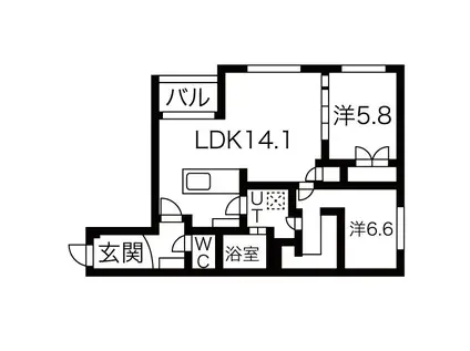 カレラ山鼻南(2LDK/5階)の間取り写真