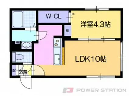 カーサSC白石2ND(1LDK/4階)の間取り写真