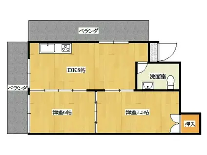 仲本ハイツ(2DK/2階)の間取り写真