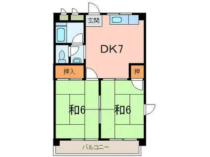 森南コーポ(2DK/2階)の間取り写真