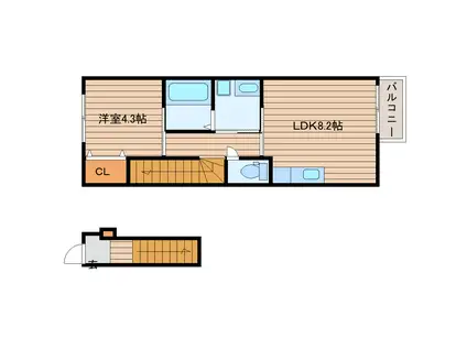 ドリームポート冨谷(1LDK/2階)の間取り写真