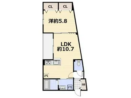 FORCE京都駅西(1LDK/2階)の間取り写真