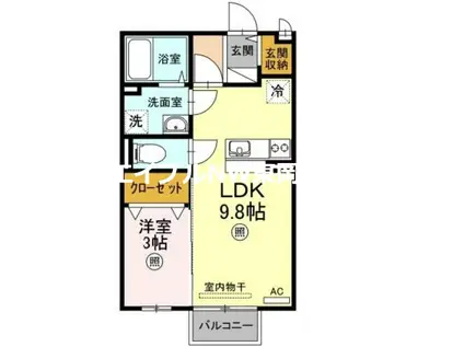 セジュール瀬戸下A棟(1LDK/2階)の間取り写真