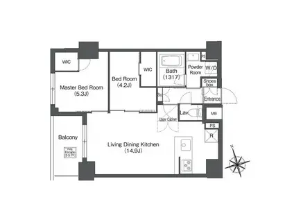 コンフォリア日暮里(2LDK/4階)の間取り写真