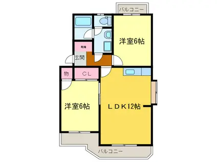 メゾンドルチェ(2LDK/1階)の間取り写真