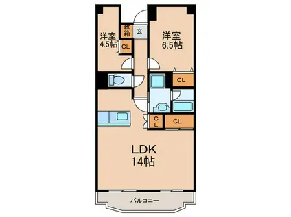 コンダクトレジデンス鳥栖(2LDK/8階)の間取り写真