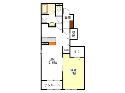 グレイスシラツカ A棟・B棟(1LDK/1階)の間取り写真