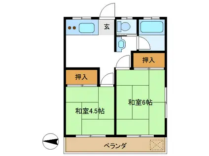 ハイツ寿(2DK/1階)の間取り写真