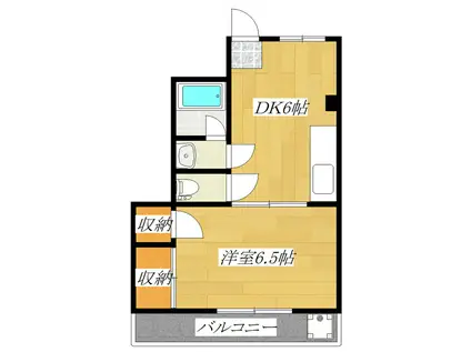 丸菱ハイツ(1DK/4階)の間取り写真