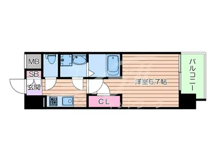 ファーストフィオーレ吹田 BRANCHE(1K/7階)の間取り写真