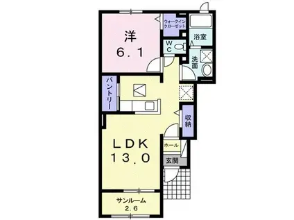 グランド ソレイユ B(1LDK/1階)の間取り写真