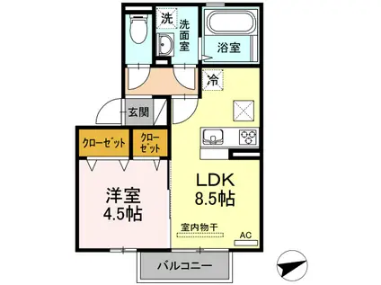 アザール(1LDK/1階)の間取り写真