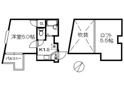 フレールシティ(1K/2階)の間取り写真